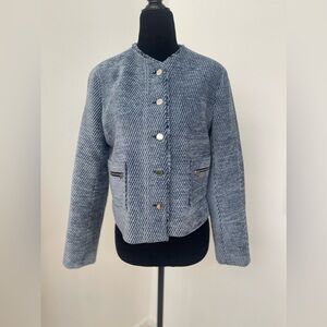Sandro Paris Women’s Blue Textured Jacket Blazer Size 2